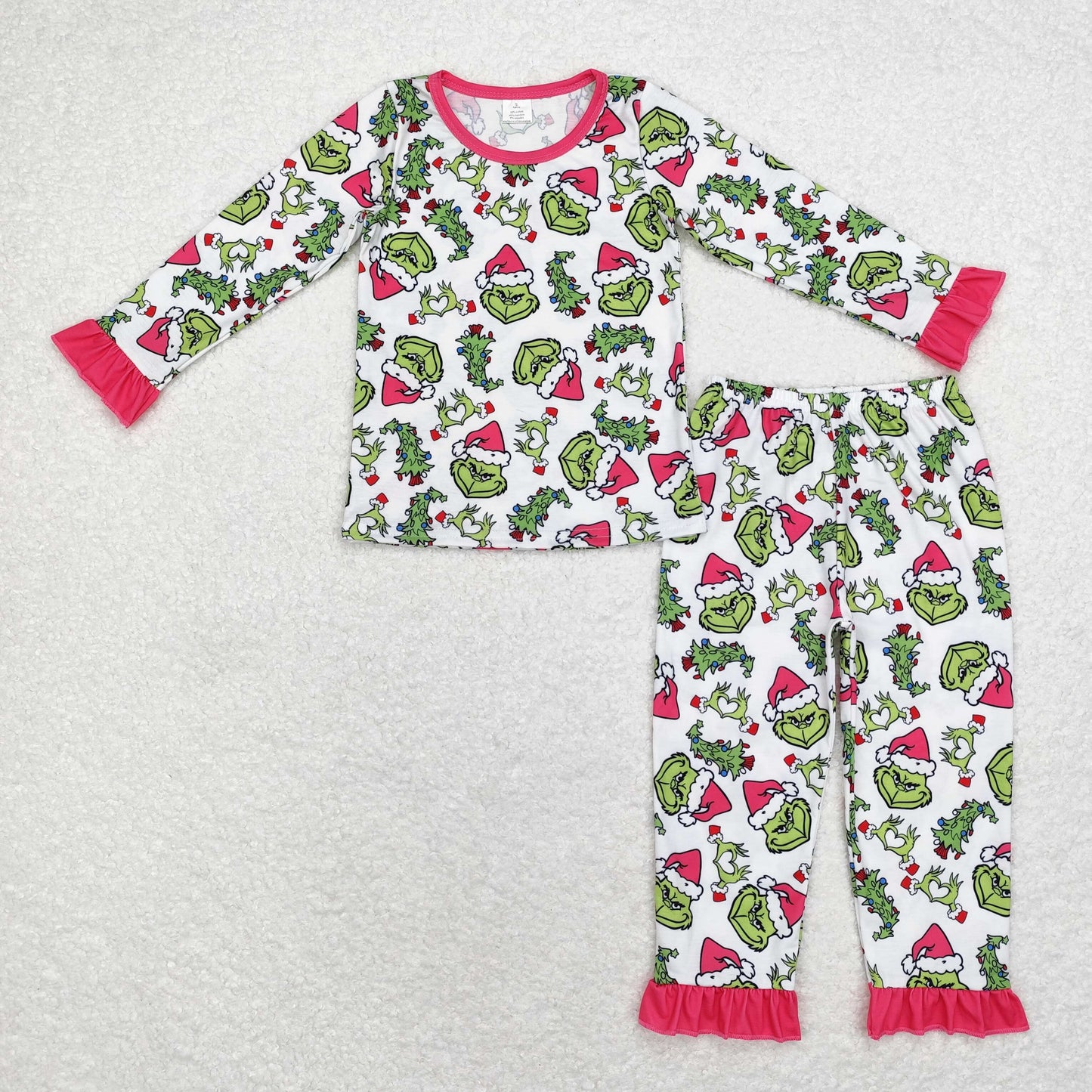 GLP1478 BAMBOO Christmas grinch girl pajamas outfit 202408 sibling RTS