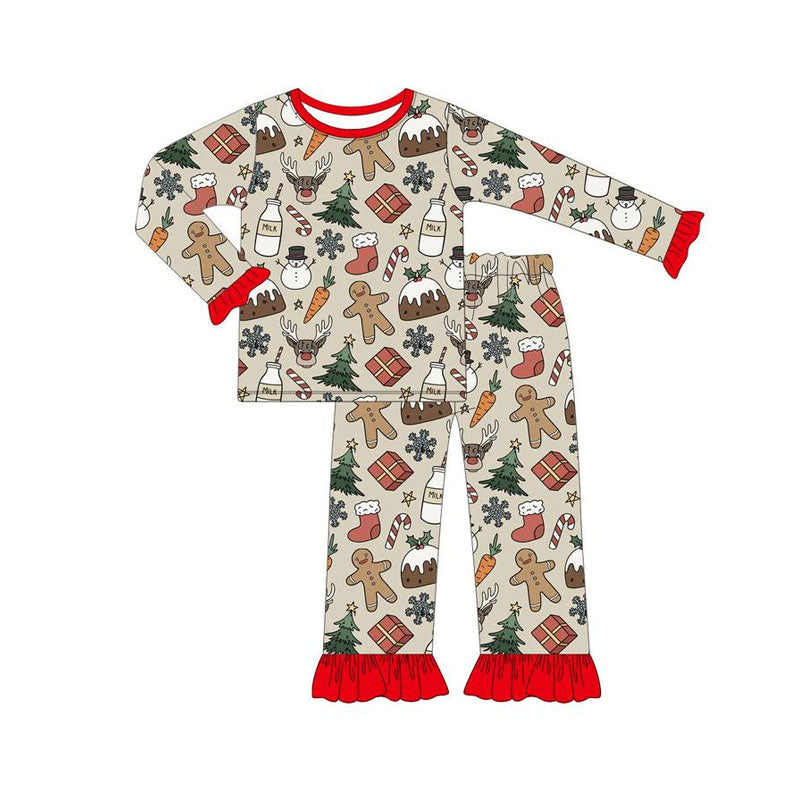 custom MOQ5 Christmas gingerbread snowmen sibling GLP1521 girl pajamas outfit 202407