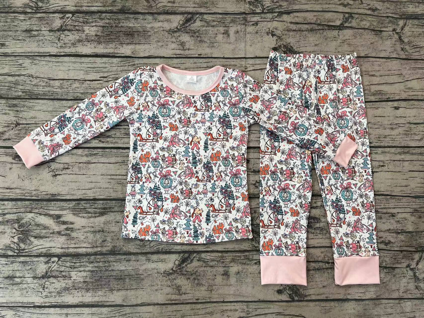 Christmas girl flower dog grinch sibling GLP1576 girl pajamas outfit 202409 RTS