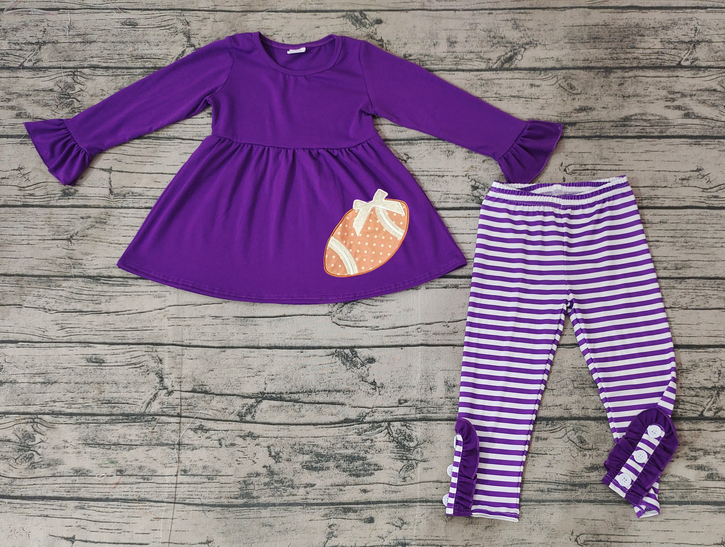 GLP1590 embroidery purple gost girl football outfit  202409 sibling RTS