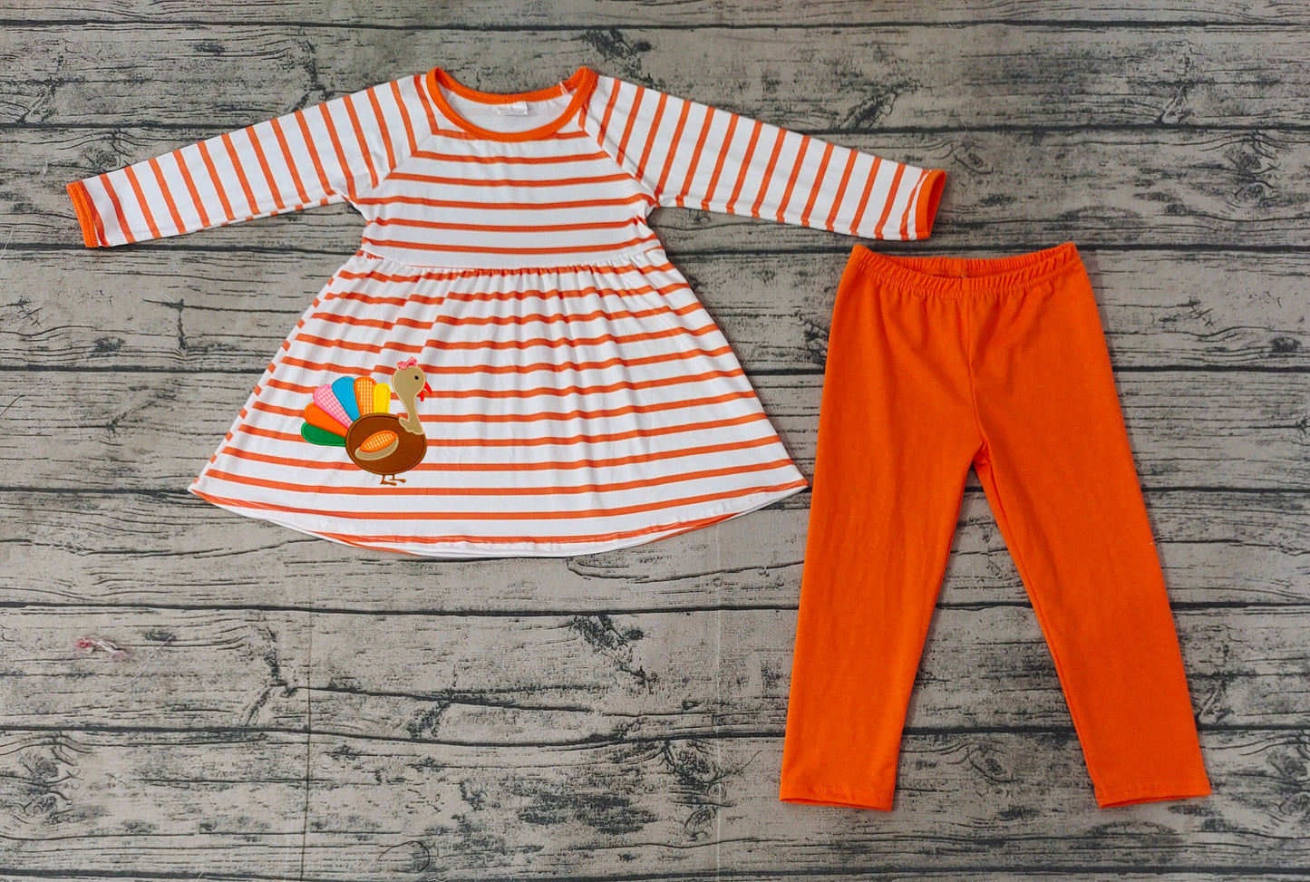 GLP1604 embroidery  turkey thanksgiving girl  outfit  202410 sibling RTS