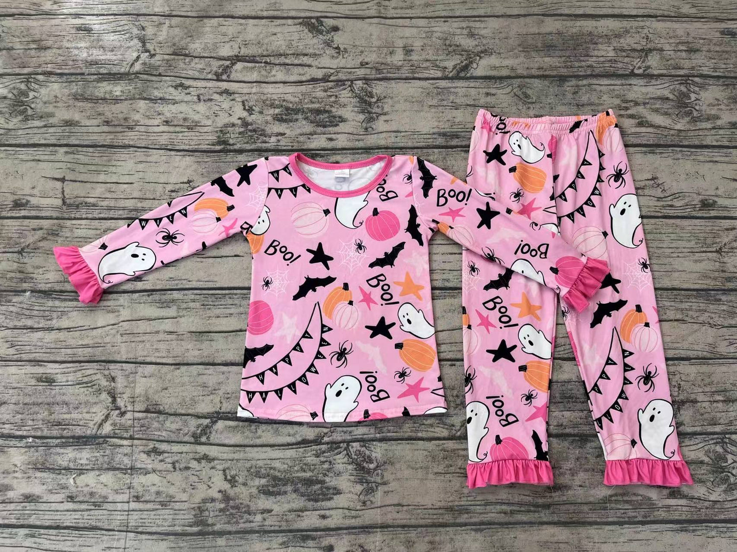 GLP1690 western boo Halloween long sleeve girl pajamas outfit 202409 sibling rts