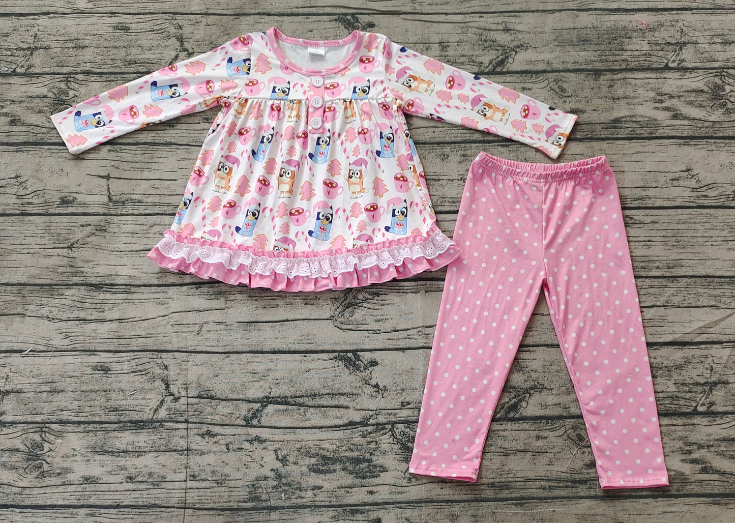 GLP1732 bluey Christmas printing girl outfit 202410 RTS