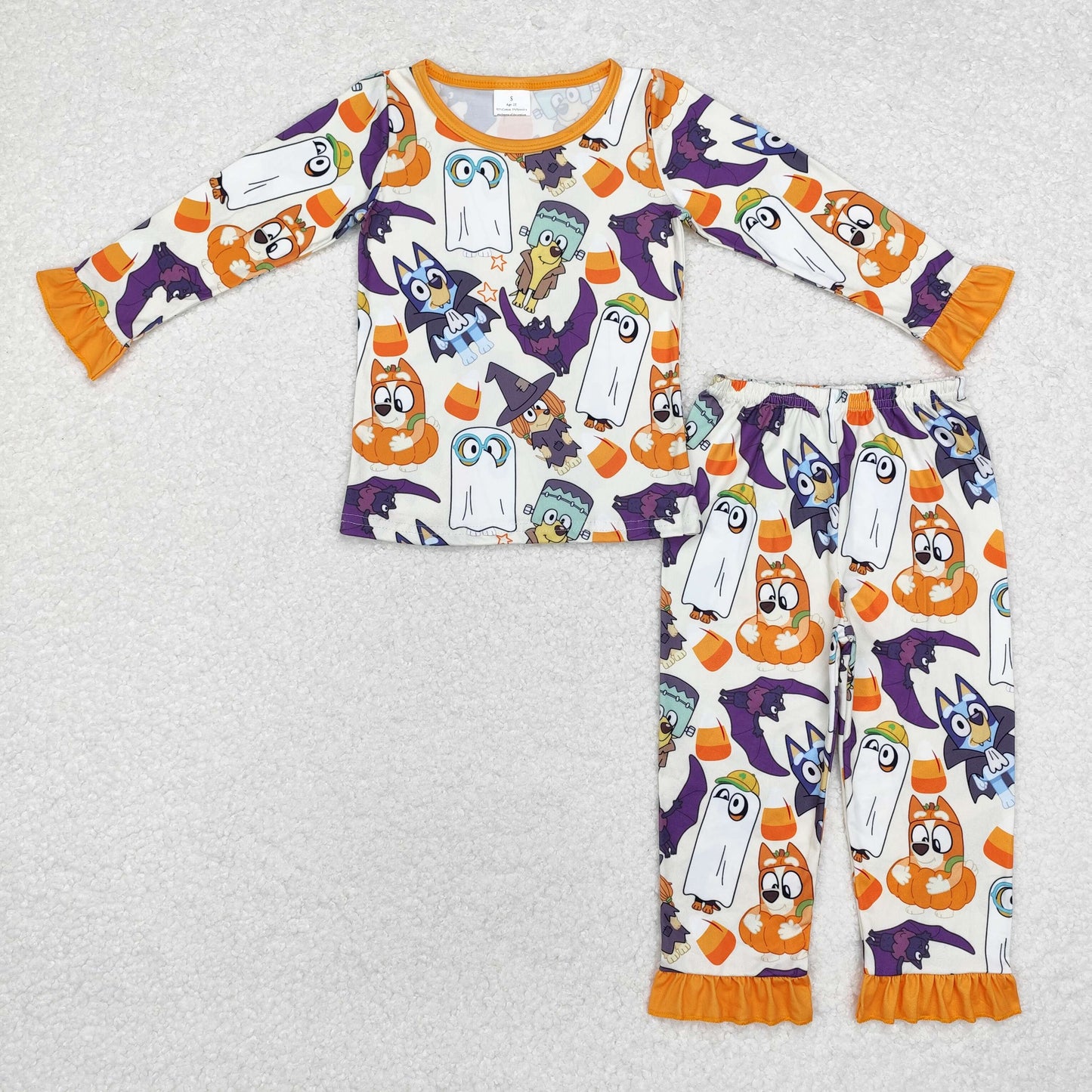GLP1757 sibling Halloween Pumpkin bluey girl pajamas outfit 202409 rts