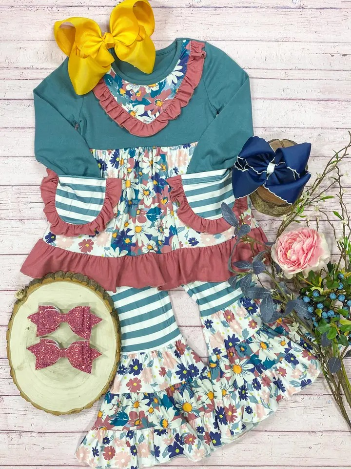 GLP1764 fall leaves green girl outfit 202411 RTS