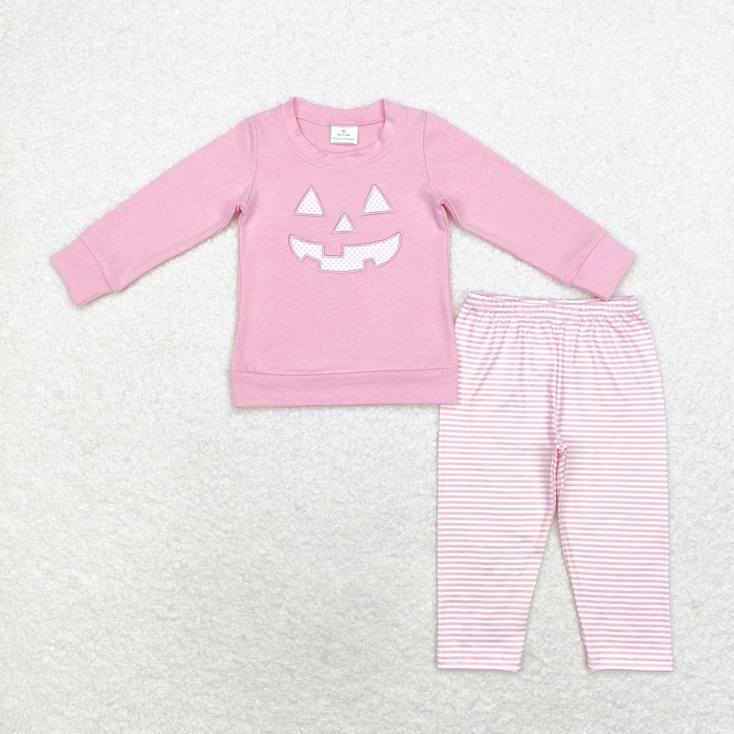 GLP1825 embroidery smile Halloween pink boy pajamas outfit 202408 sibling RTS