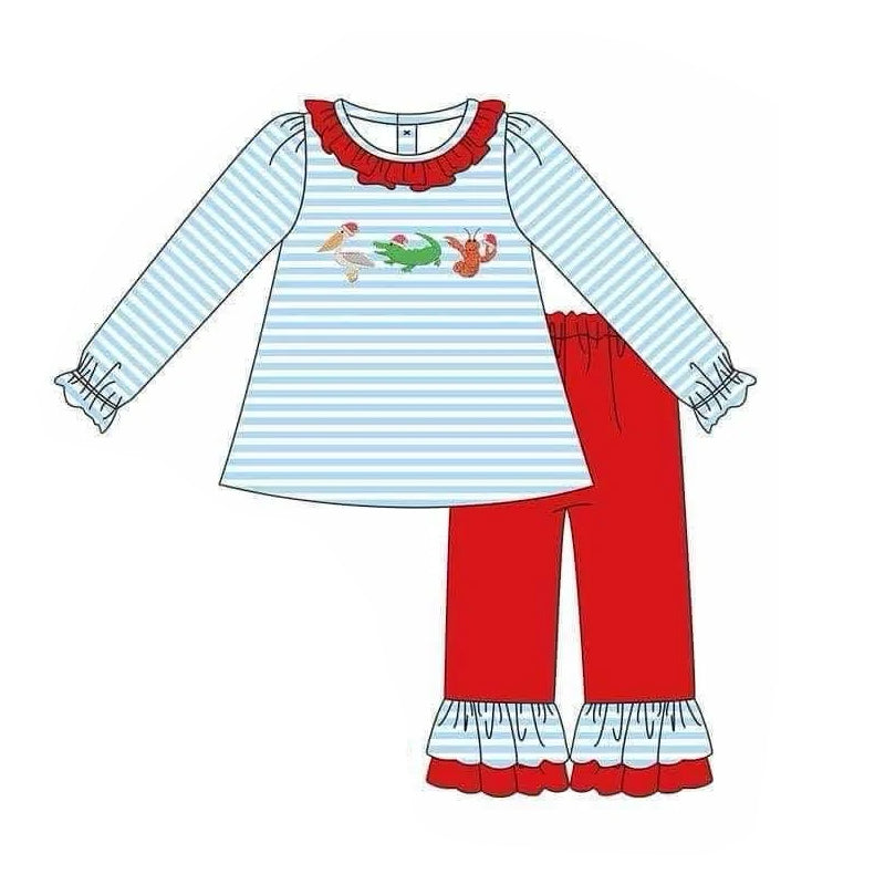 GLP1864 Christmas alligator cray fish duck sibling girl outfit preorder 202408 )