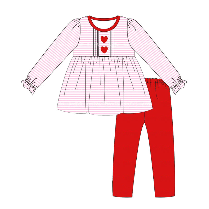 GLP1874 pink love heart long sleeve girl outfit 202408 sibling preorder