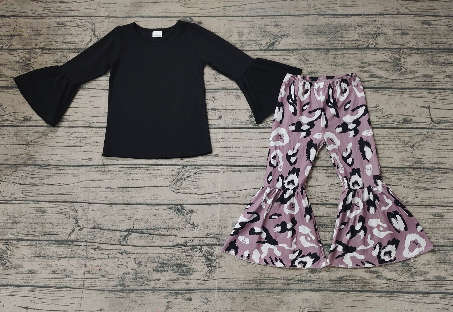 GLP1970 black cotton flare sleeves girl outfit preorder 202410