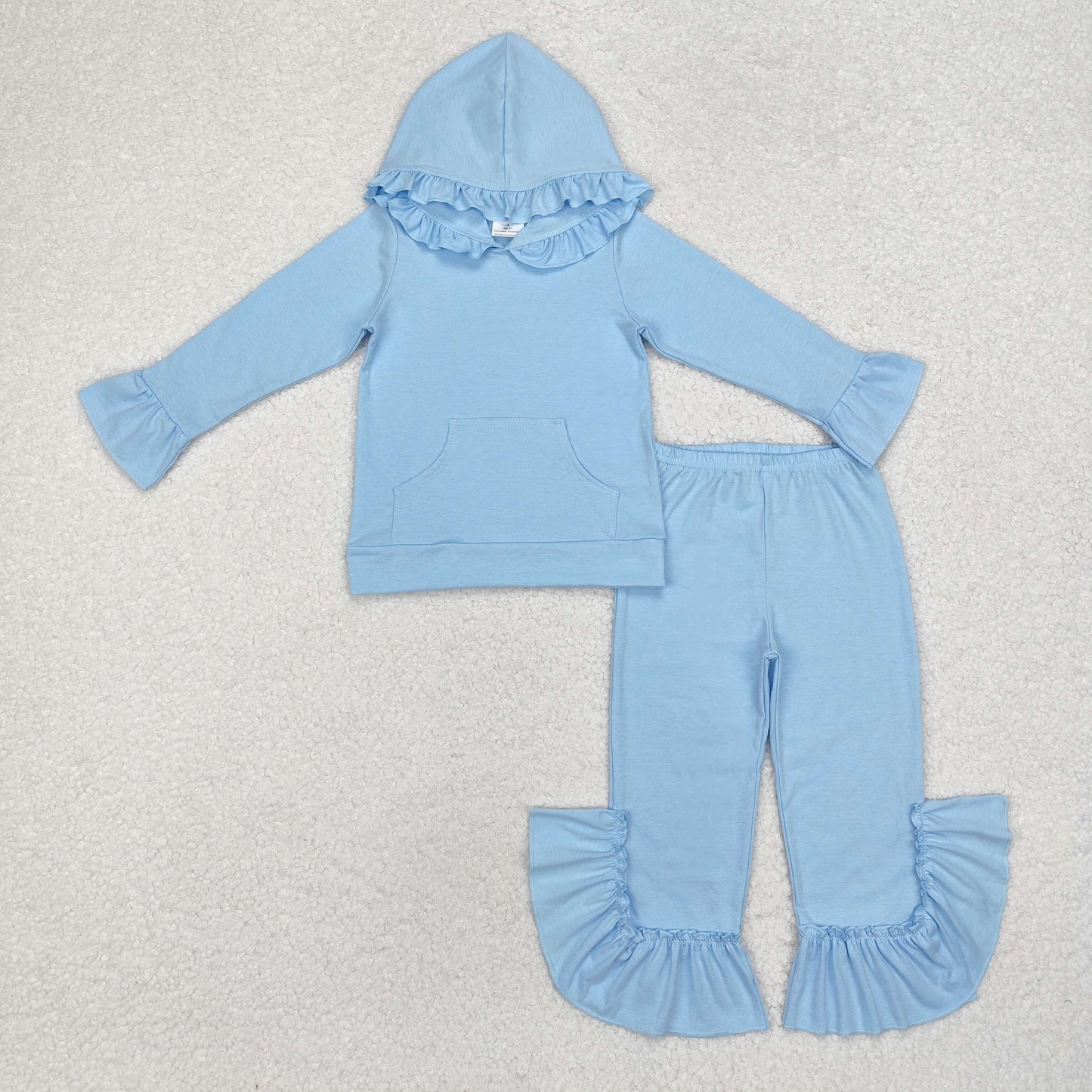 GLP2058 blue cotton solid girl outfit pajamas 202410 RTS sibling