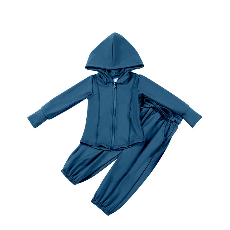 GLP2084 组合 preorder light blue kids yoga hoodie zipper girl clothes outfit 202410