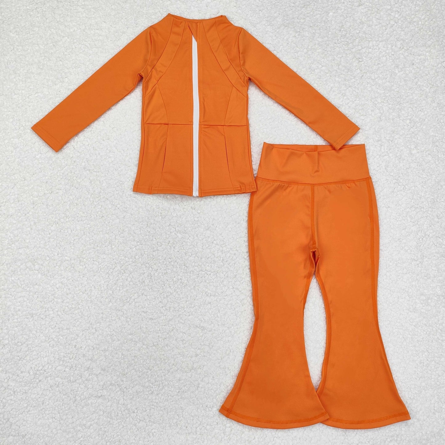 GLP2117 orange kids yoga black zipper pockets girl yoga clothes outfit 202412