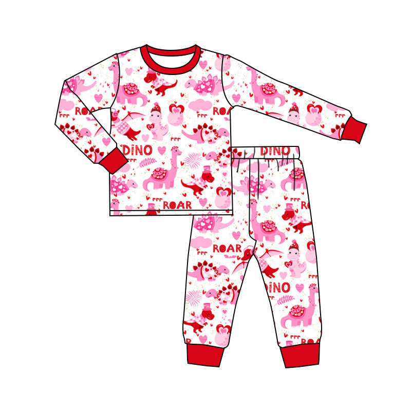 GLP2190 preorder love dinosaur girl pajamas outfit 202410 sibling