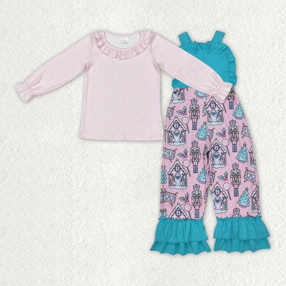 GLP2237 组合 nutcracker Christmas Santa Green Lace Long Sleeve Overall Outfits RTS 202411 RTS