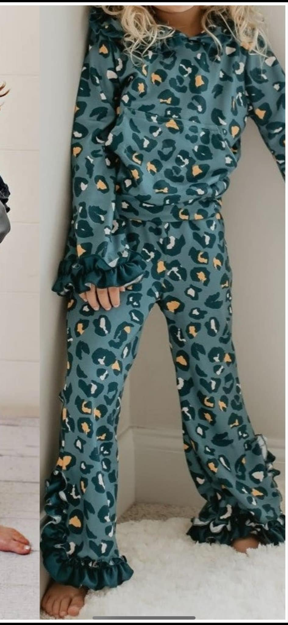 GLP2239 green leopard girl pajamas outfit 202412 RTS sibling