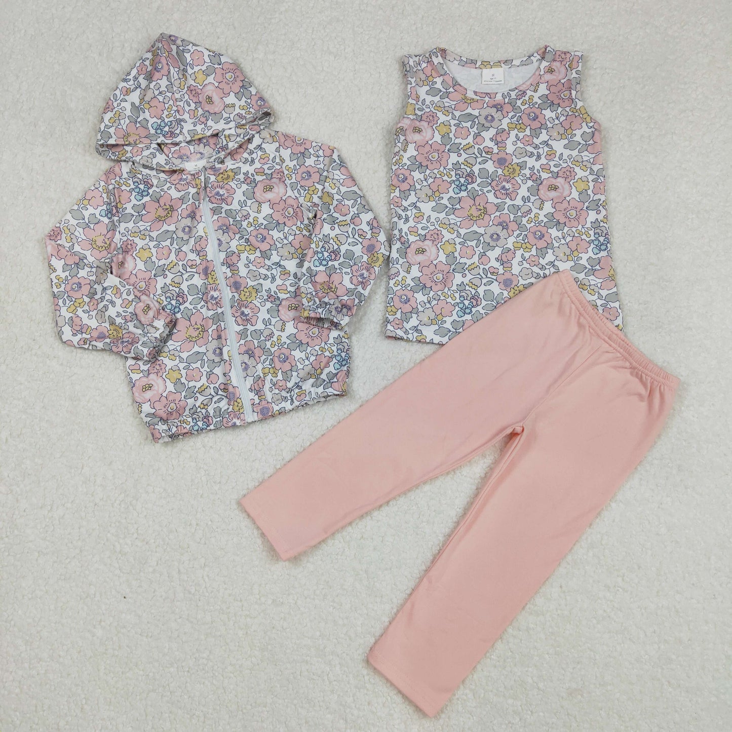 GLP2313 组合 Hoodie zipper jacket flowers westen girl spring outfit 202502 RTS