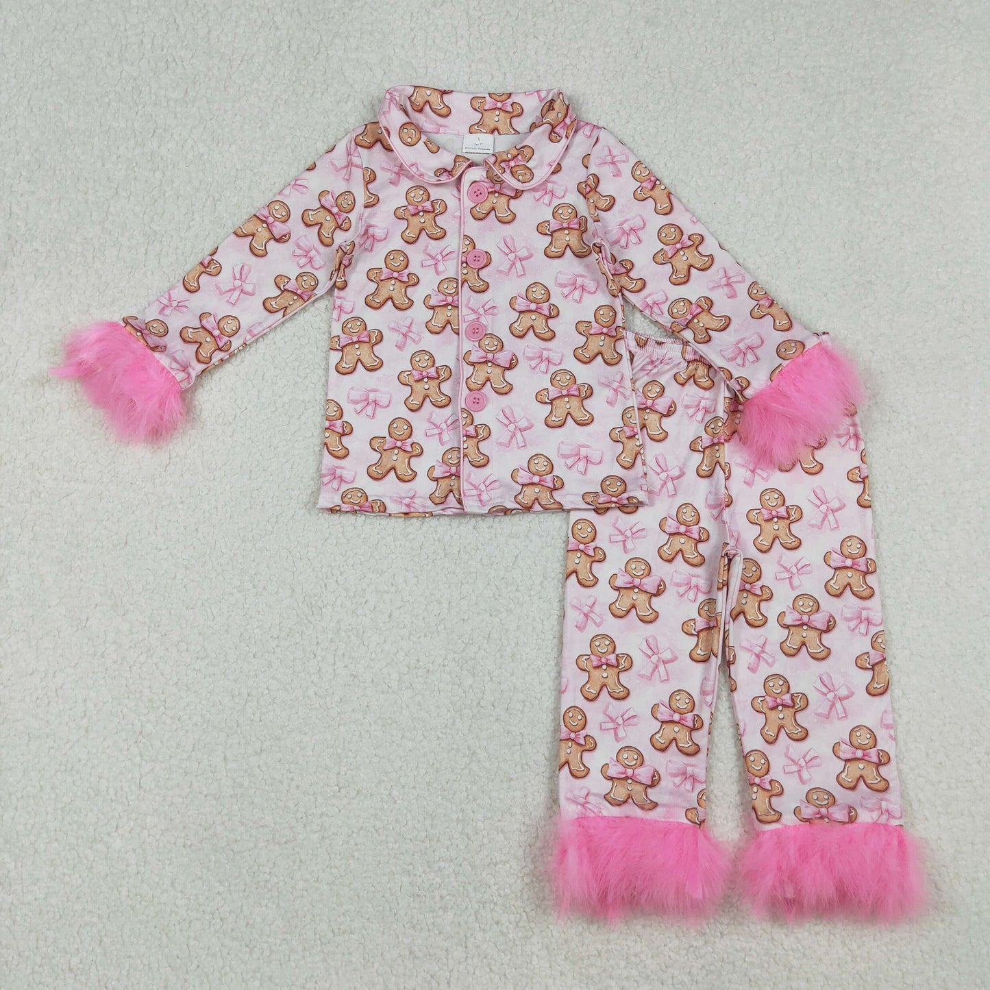 GLP2374 feather bow Christmas gingerbread kids girl outfit 202509 RTS