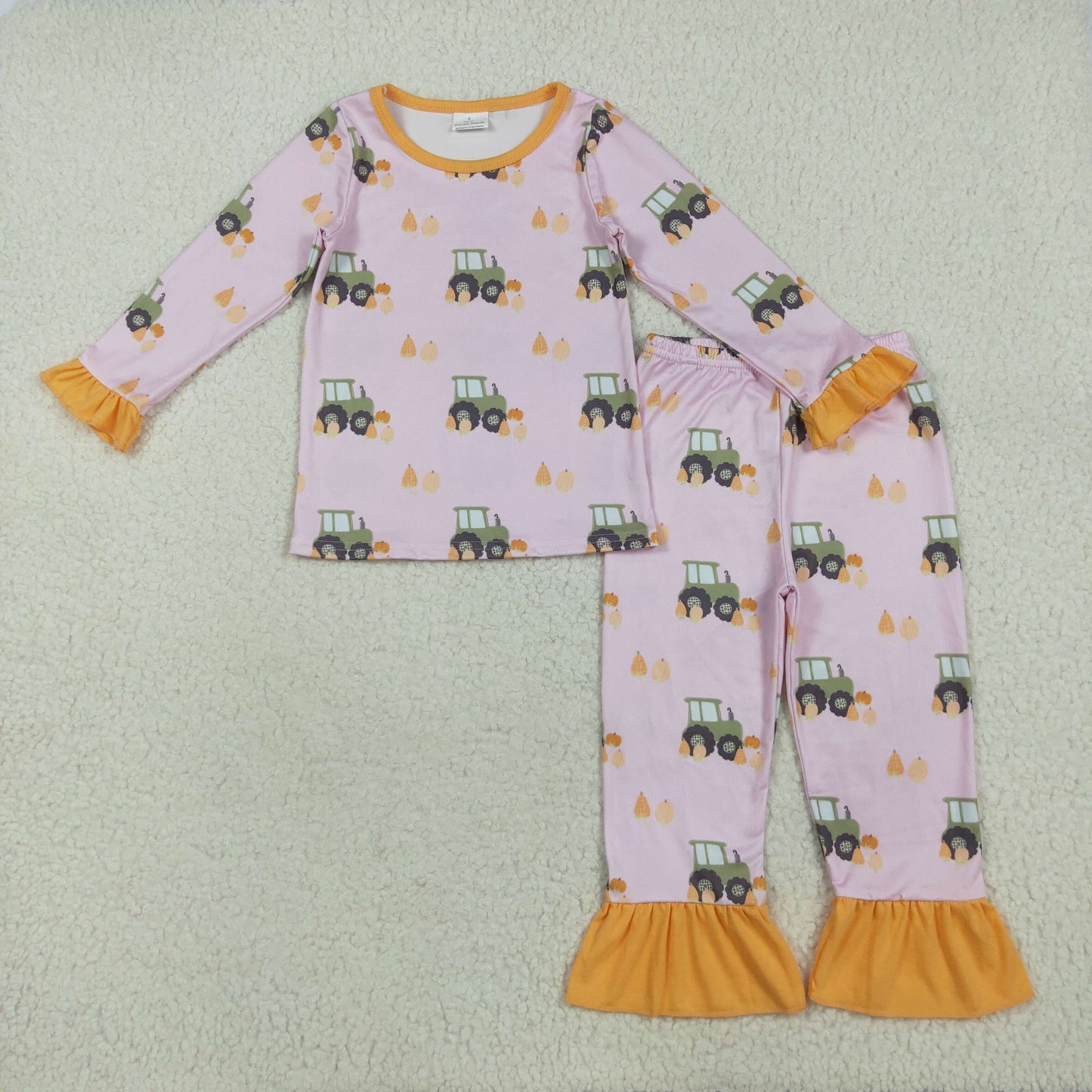 GLP2506 tractor pumpkin Halloween western kids girl pajamas outfit 202507 RTS