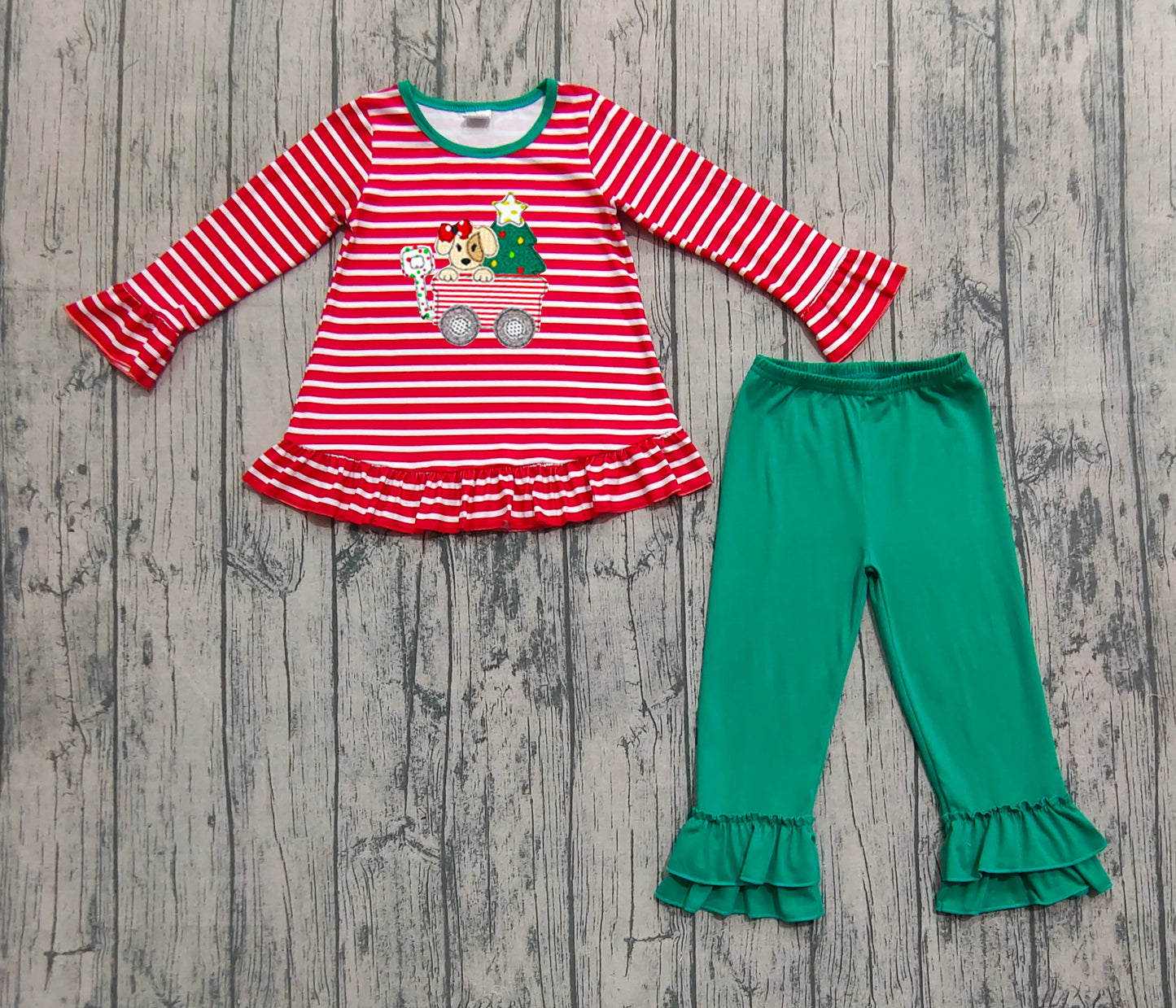 GLP2580 embroidery Christmas dog girl pajamas outfit 202507 preorder