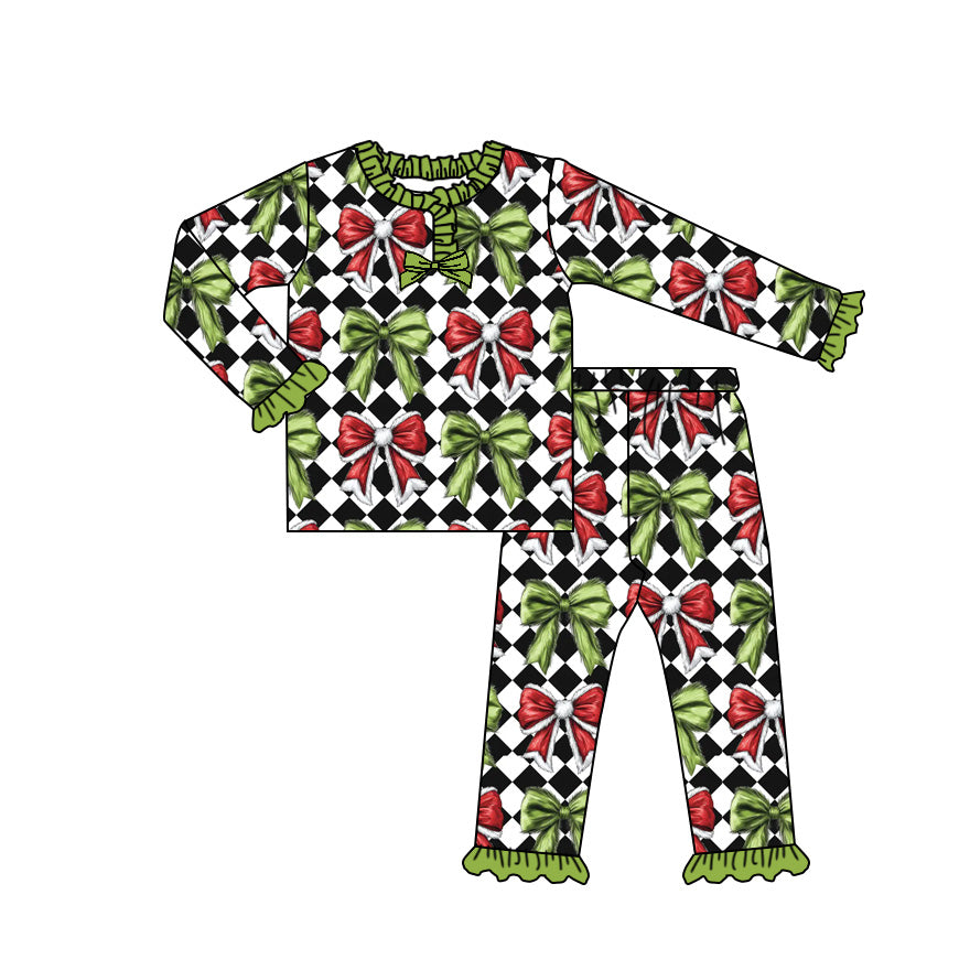 GLP2786 Christmas BOW western grinch girl pajamas outfit 202509 preorder