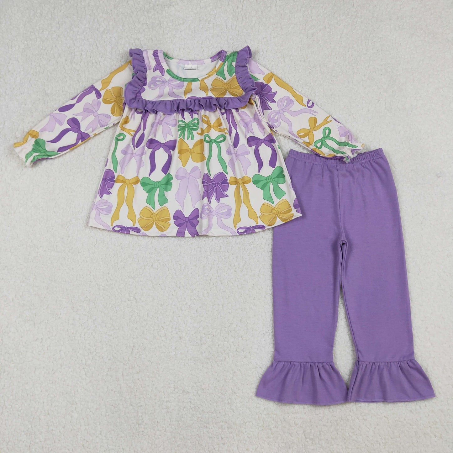 GLP2822-XS-3XL Mardi Gras bow pajamas girl outfit 202509 RTS