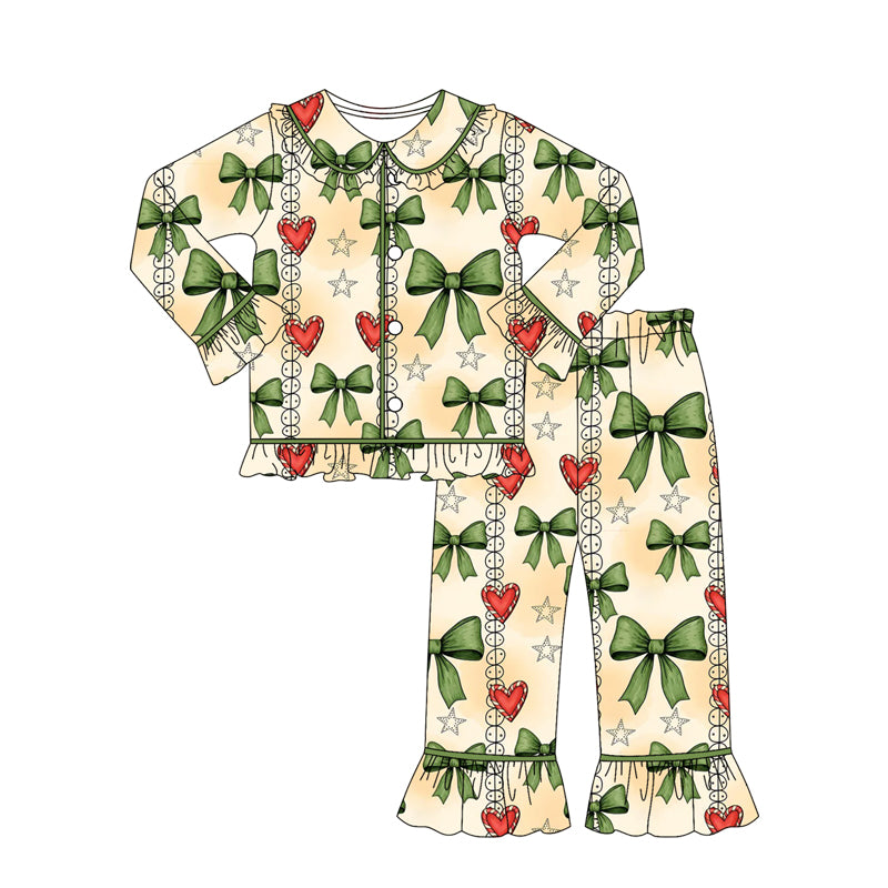 GLP2833 Bow Christmas girl pajamas sibling outfit 202509 preorder