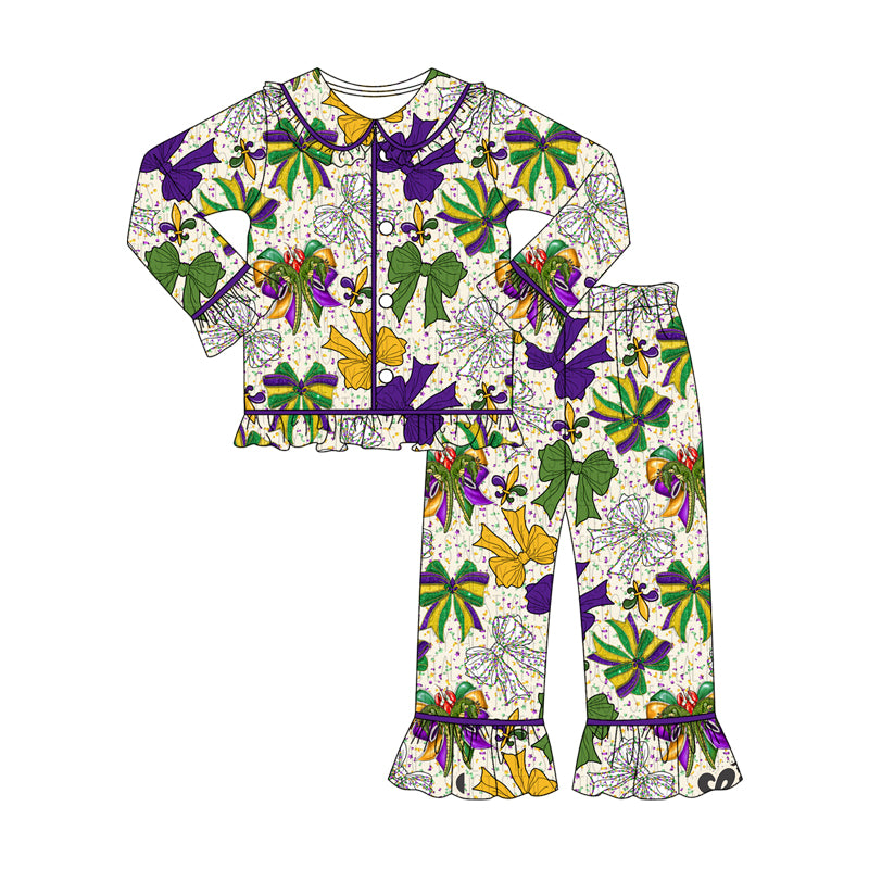 GLP2835 Bow Christmas girl pajamas sibling outfit 202509 preorder
