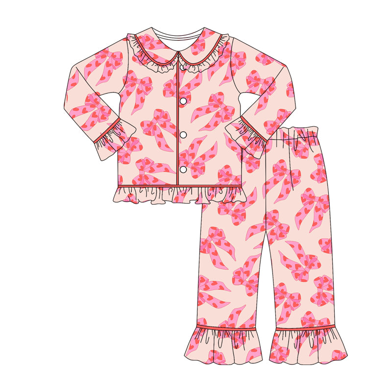 GLP2837 Bow Christmas girl pajamas sibling outfit 202509 preorder