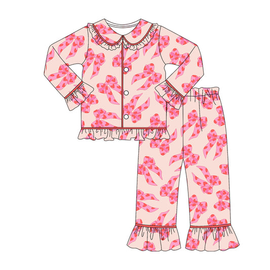 GLP2837  Bow Christmas girl pajamas sibling  outfit 202509 preorder