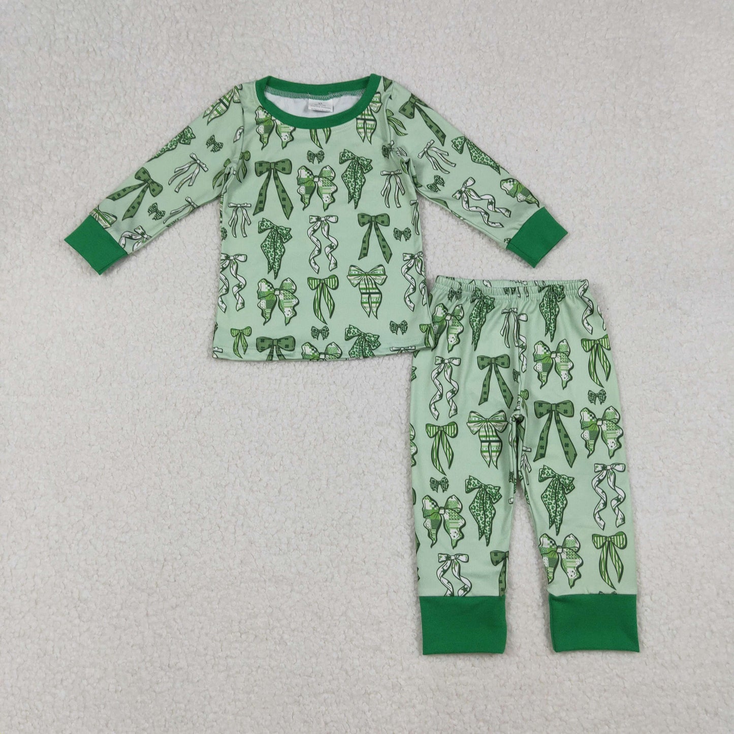 GLP2840-XS-3XL bow green pajamas girl outfit 202509 RTS