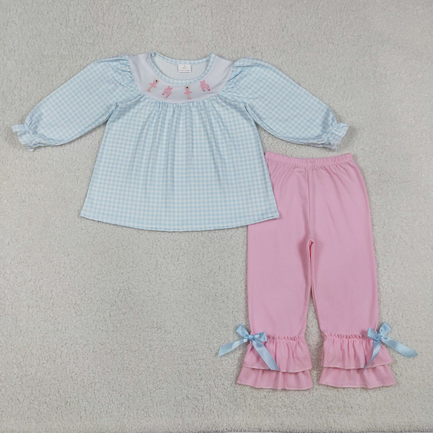 GLP2925 embroidery Dancing shoes bow sibling girl outfit 202512 RTS
