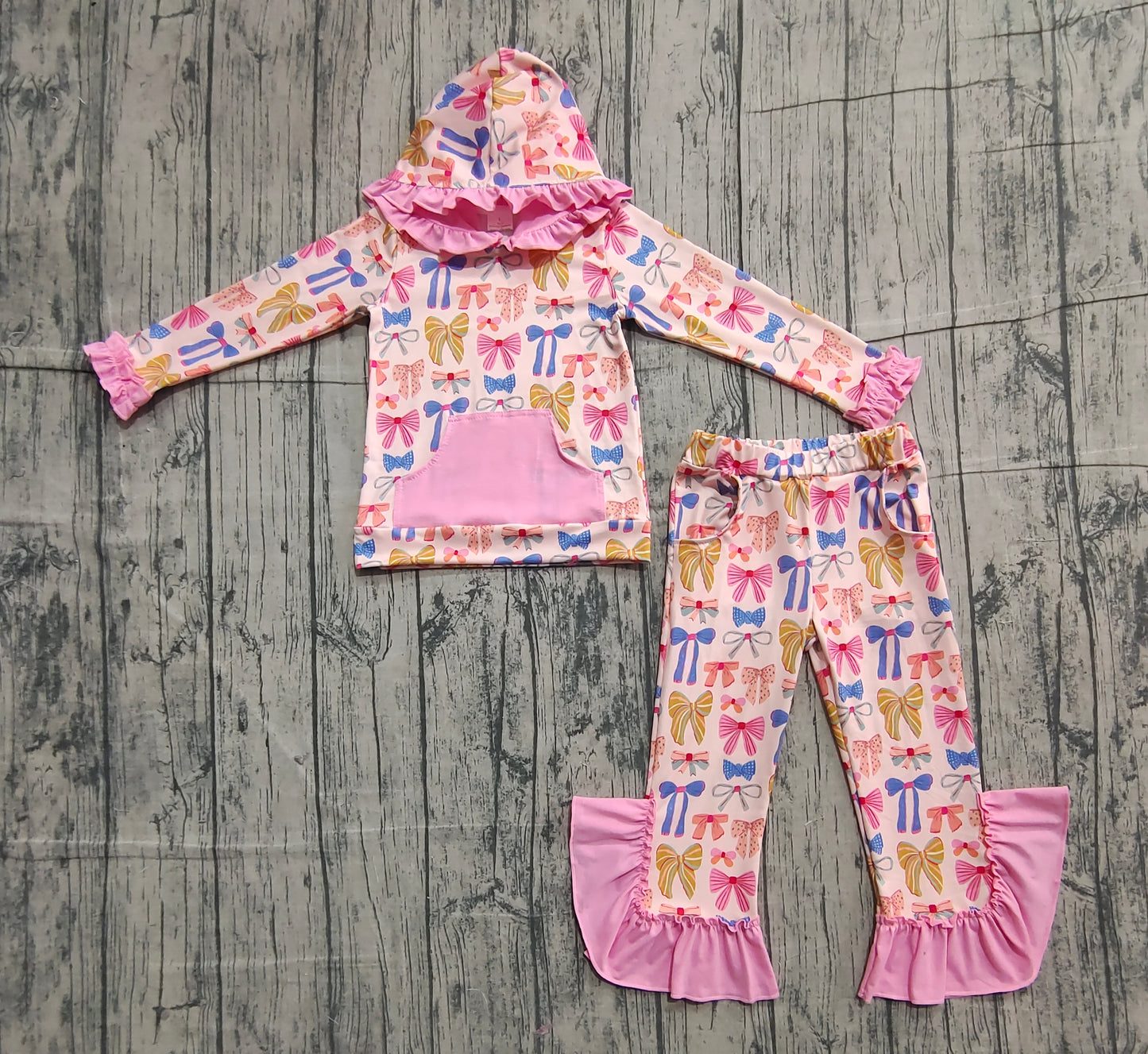 GLP3049 bow flower hoodie girl outfit 202511 preorder
