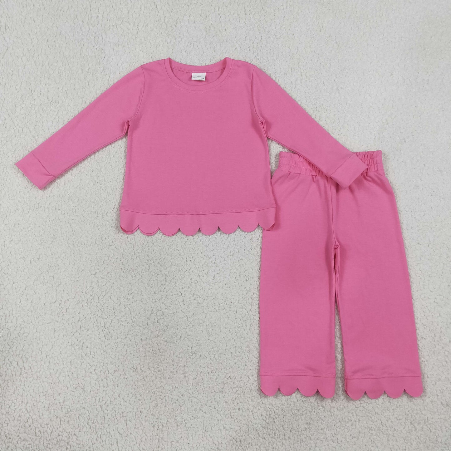 GLP3294 Scallop solid hot pink western girl outfit RTS 202608 RTS