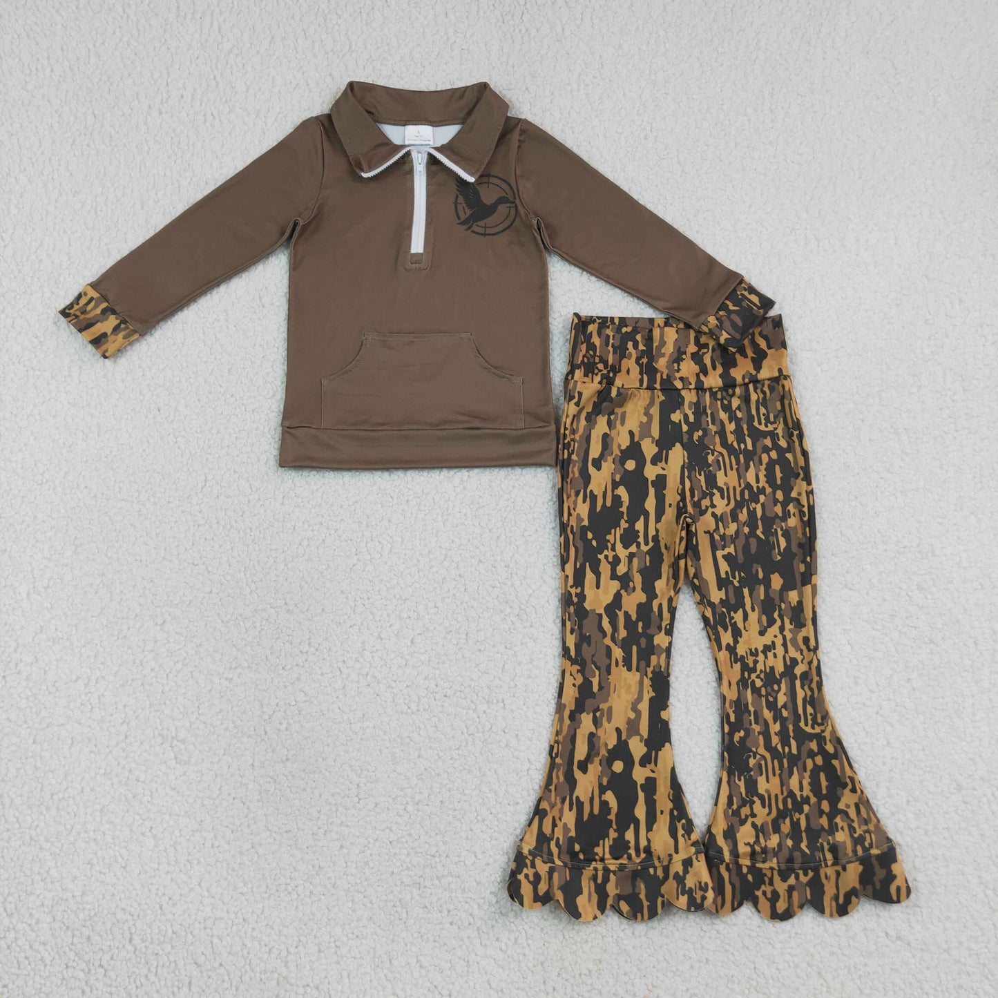 GLP3373 Scallop camo duck zipper western girl outfit RTS 202608 RTS