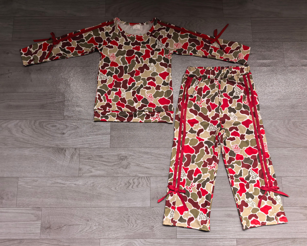 Sample-Real Pics GLP3429 Baby Girl Clothes Christmas Mixed Pattern Print Long Sleeve Top And Pant Set