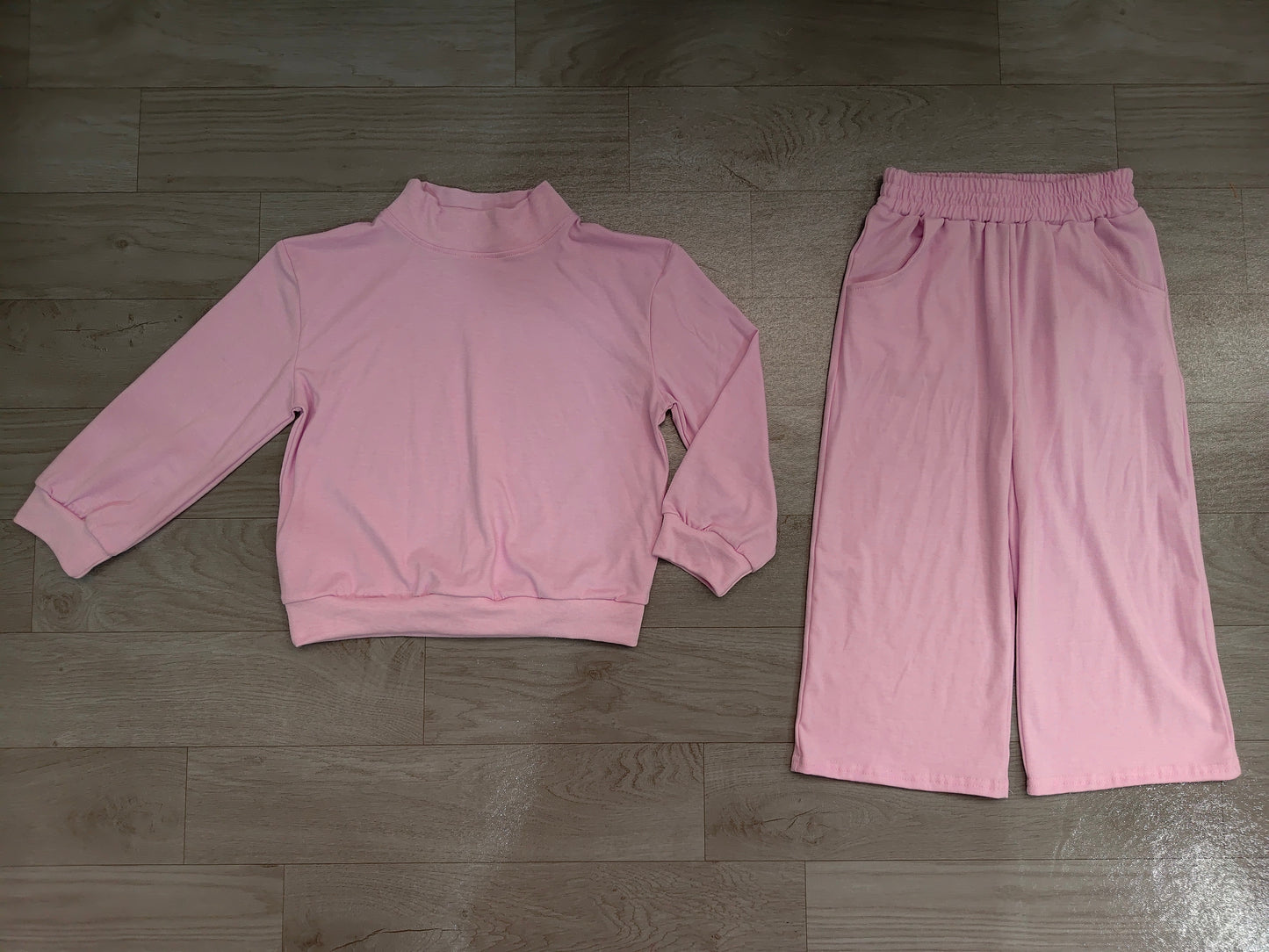 RTS GLP3470 Dusty Pink Mock Neck Long Sleeve Top Wide Leg Pants Girls Outfit 202608