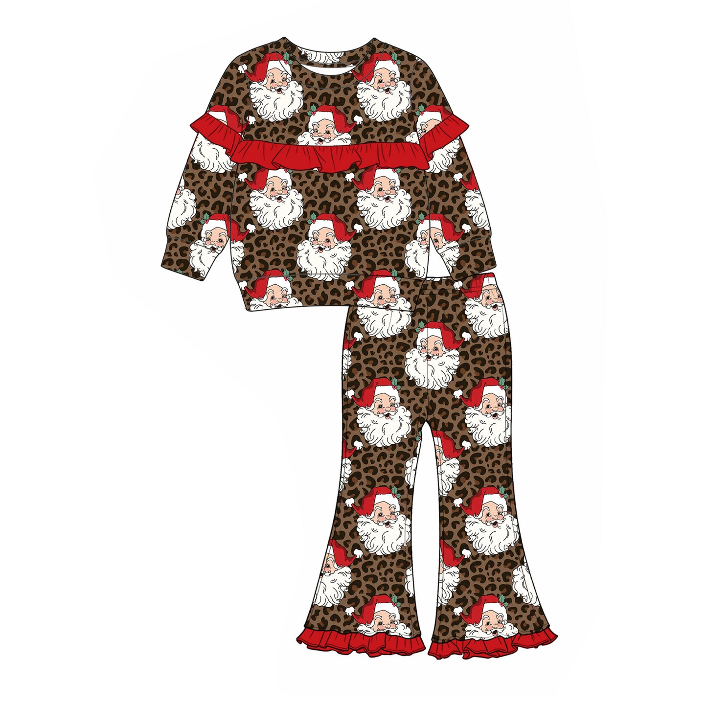 GLP3475 Christmas santa Long Sleeve Flared Loungewear girl outfit 202607 preorder