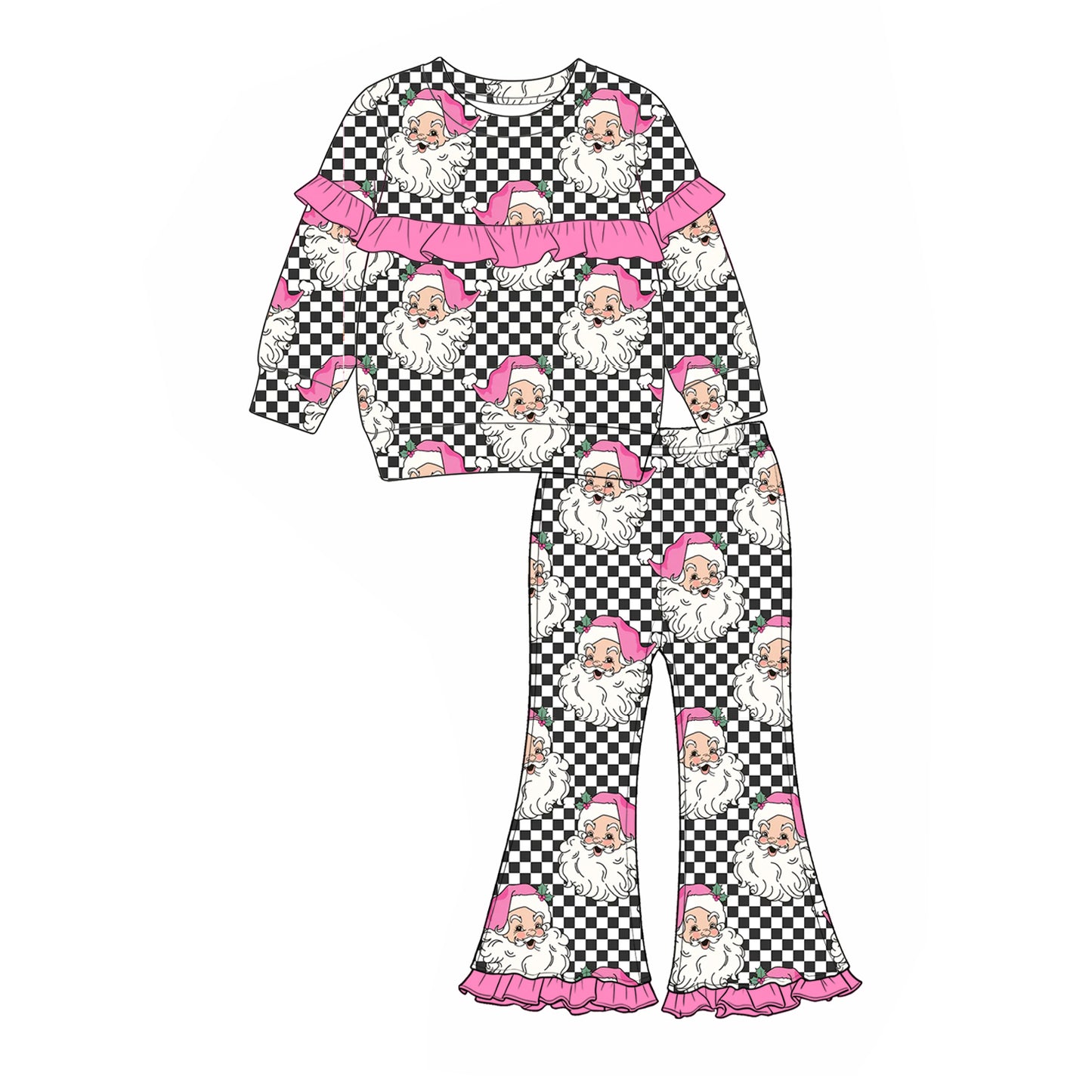 GLP3476 Christmas santa Long Sleeve Flared Loungewear girl outfit 202607 preorder