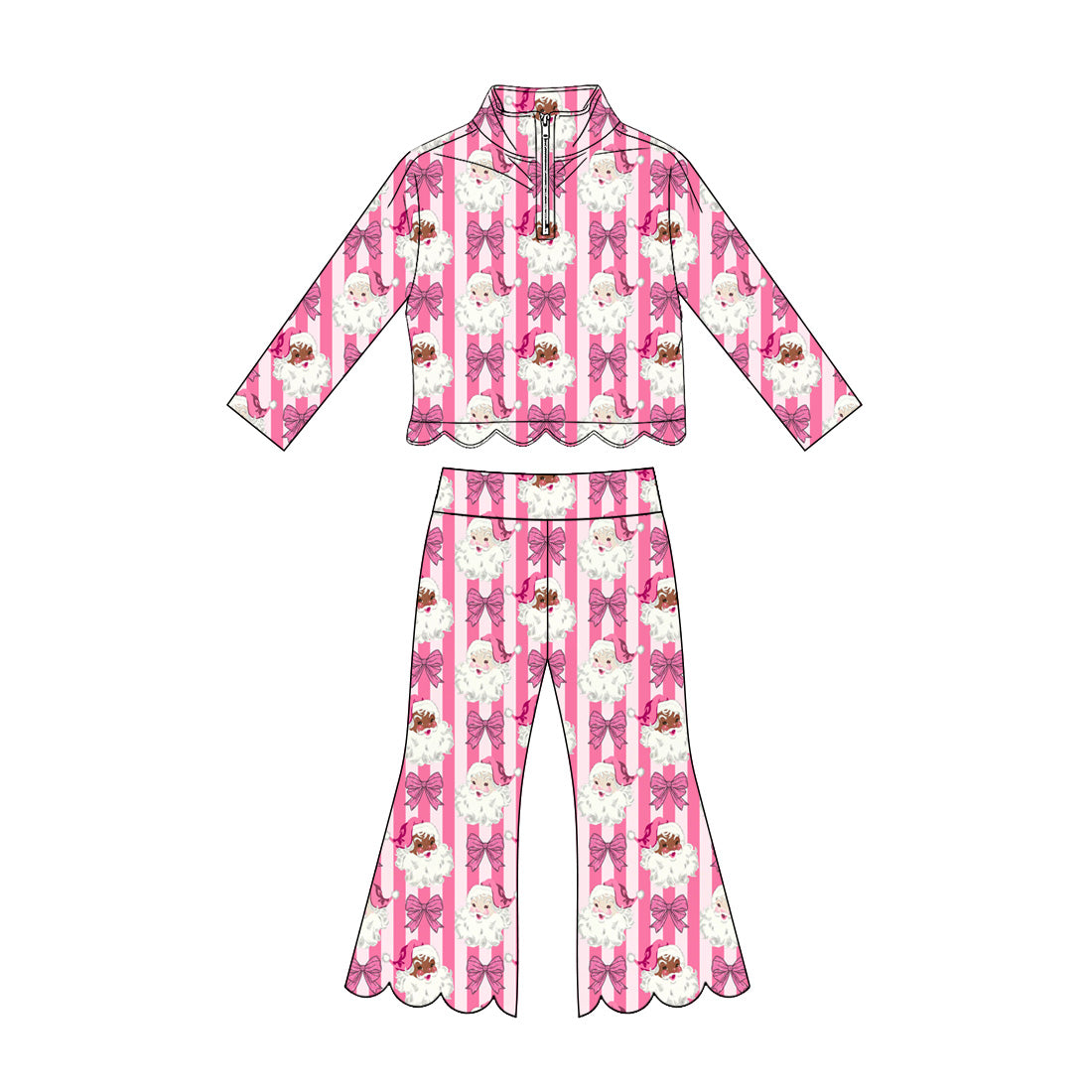 GLP3477 Christmas santa Long Sleeve Flared Loungewear girl outfit 202607 preorder