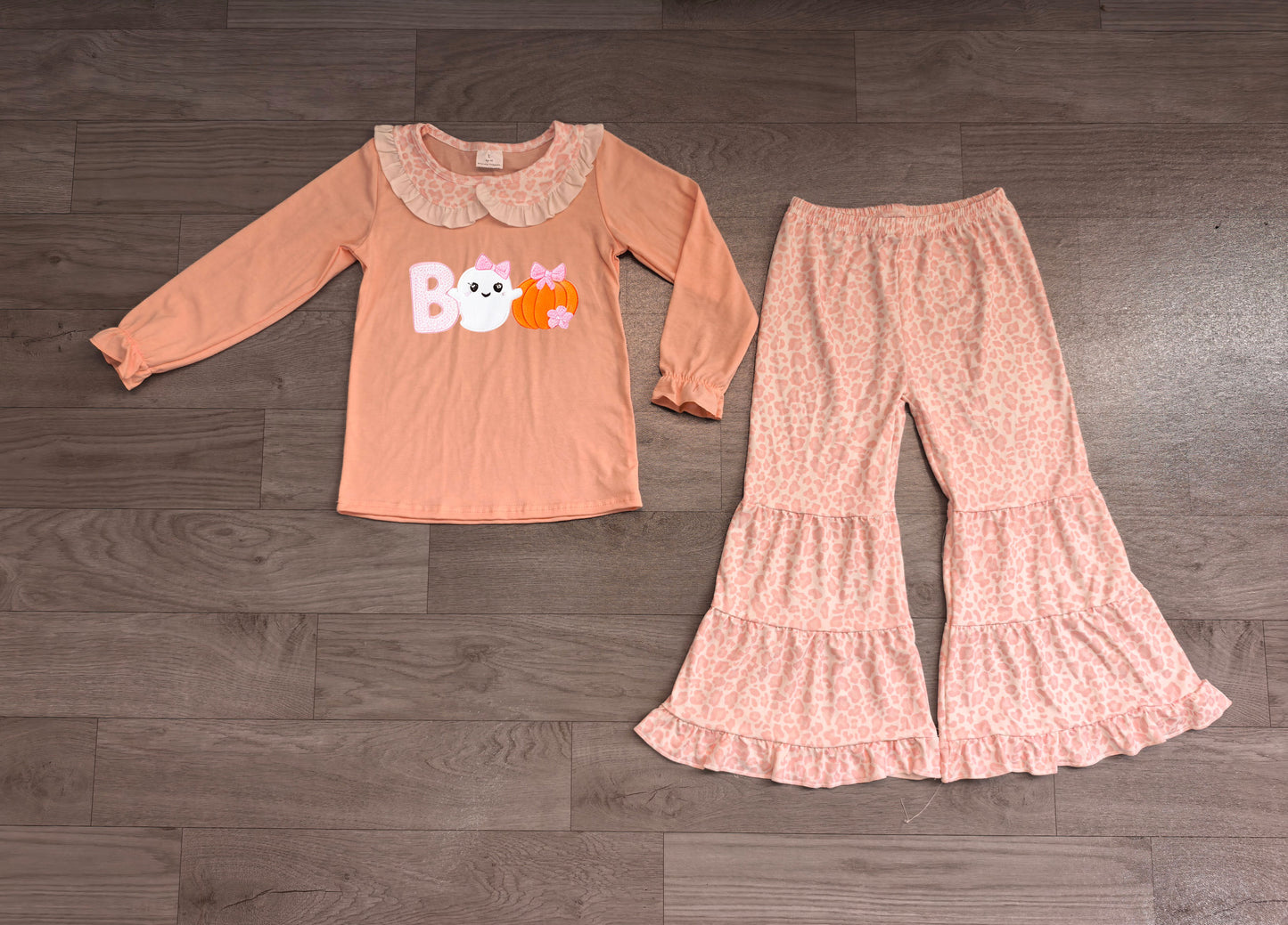 RTS GLP3630 Halloween Ghost Embroidery Lace Collar Long Sleeve Top Ruffle Flare Pants Girls Outfit 202608