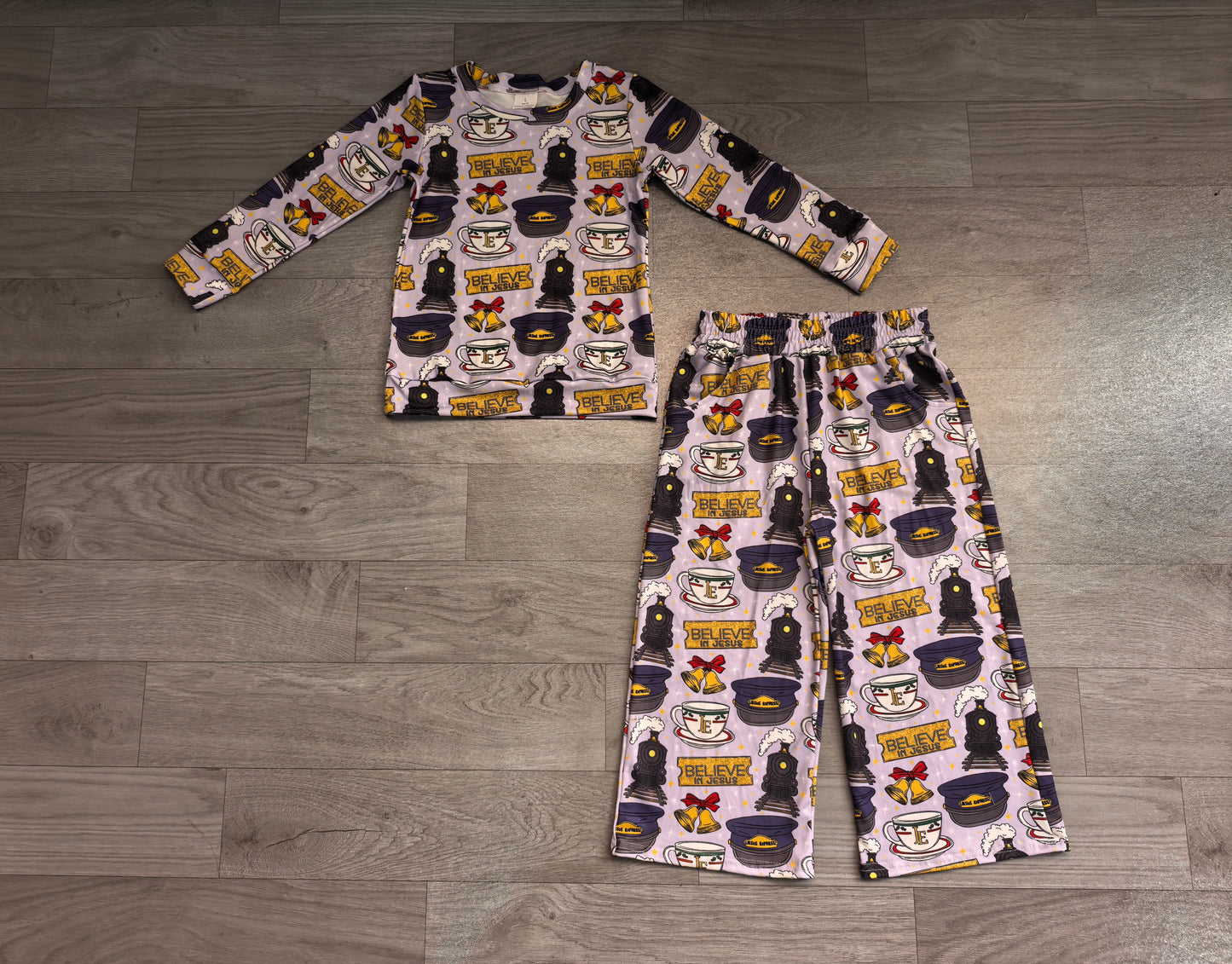 RTS GLP3641 Halloween Print Long Sleeve Top Wide Leg Pants Girls Outfit