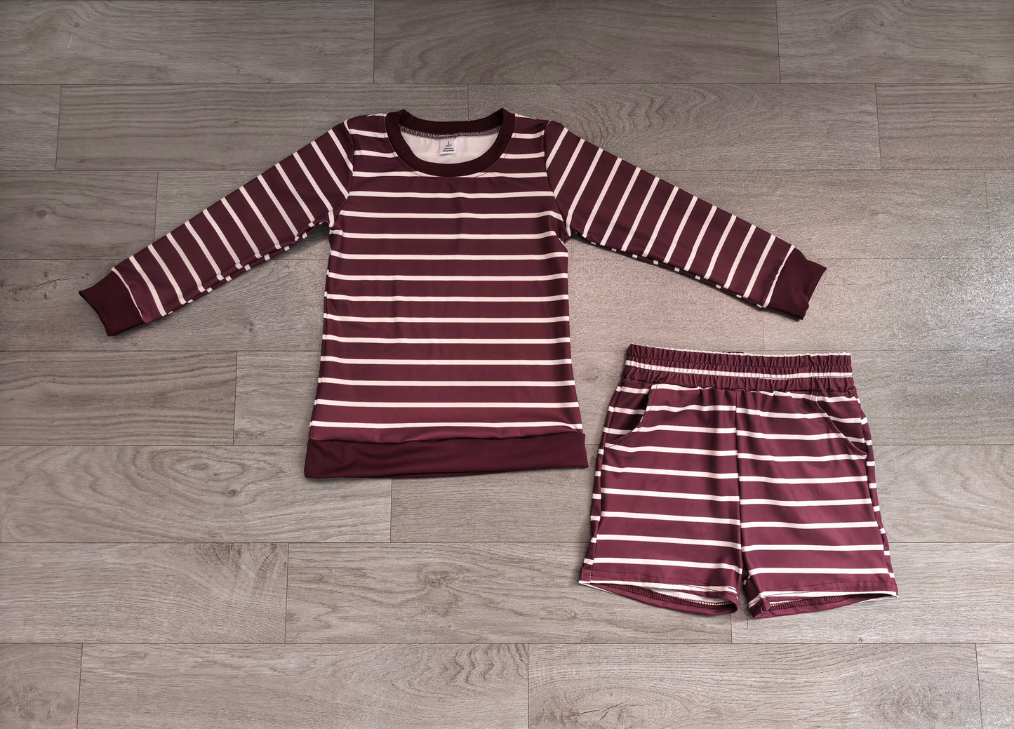 RTS GLS0130 Stripe Print Long Sleeve Top Shorts Kids Sport yoga Outfit 202608