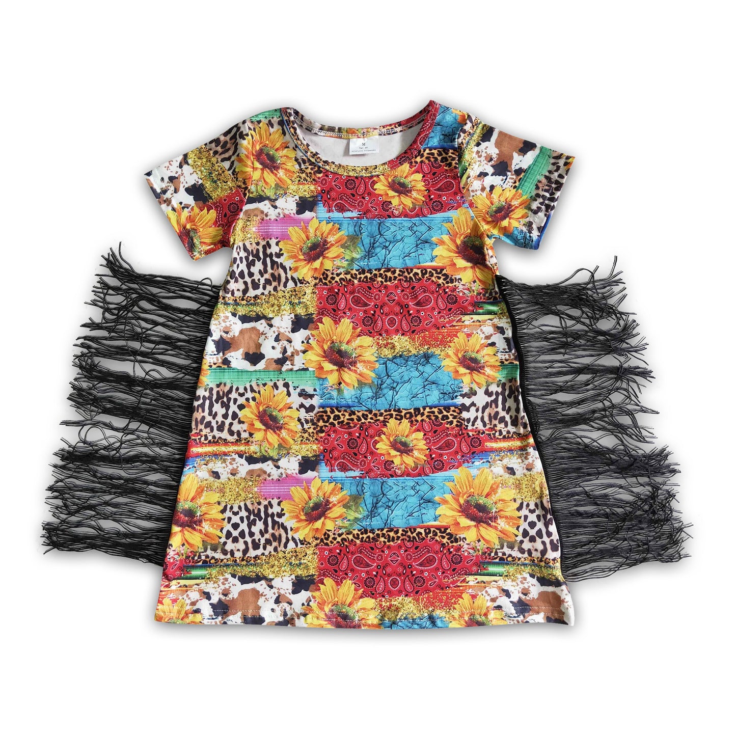 promotion GSD0057 RTS tassels western spring summer girl dress 202405