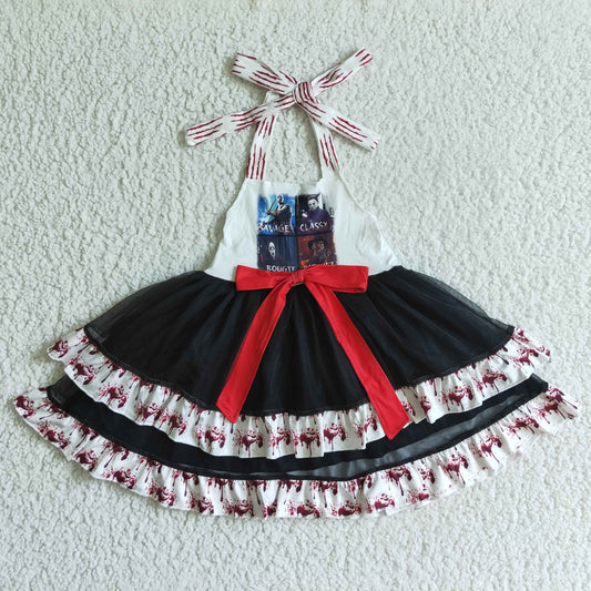 promotion RTS  GSD0136 gallus colorful short sleeve patch work halloween girl dress 20231121