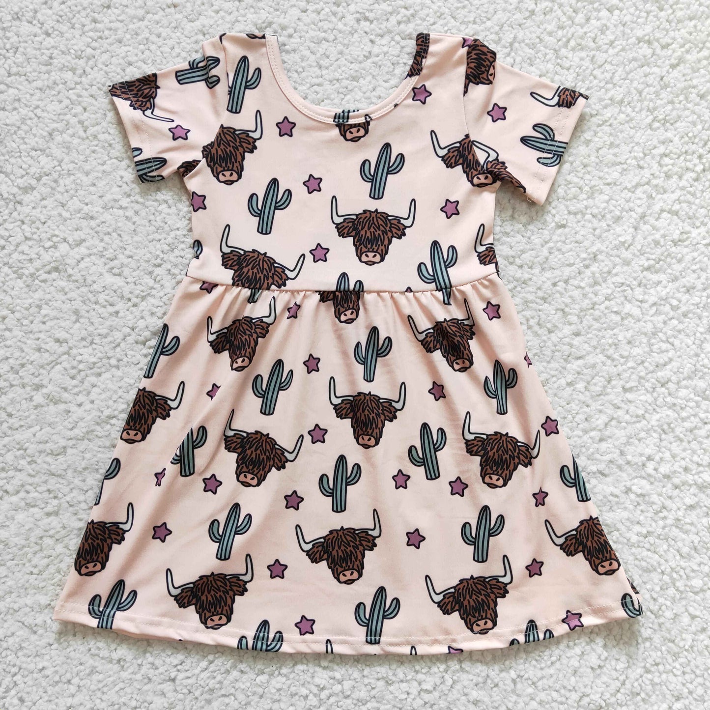 promotion GSD0178 short sleeve cow girl dress 202405 RTS
