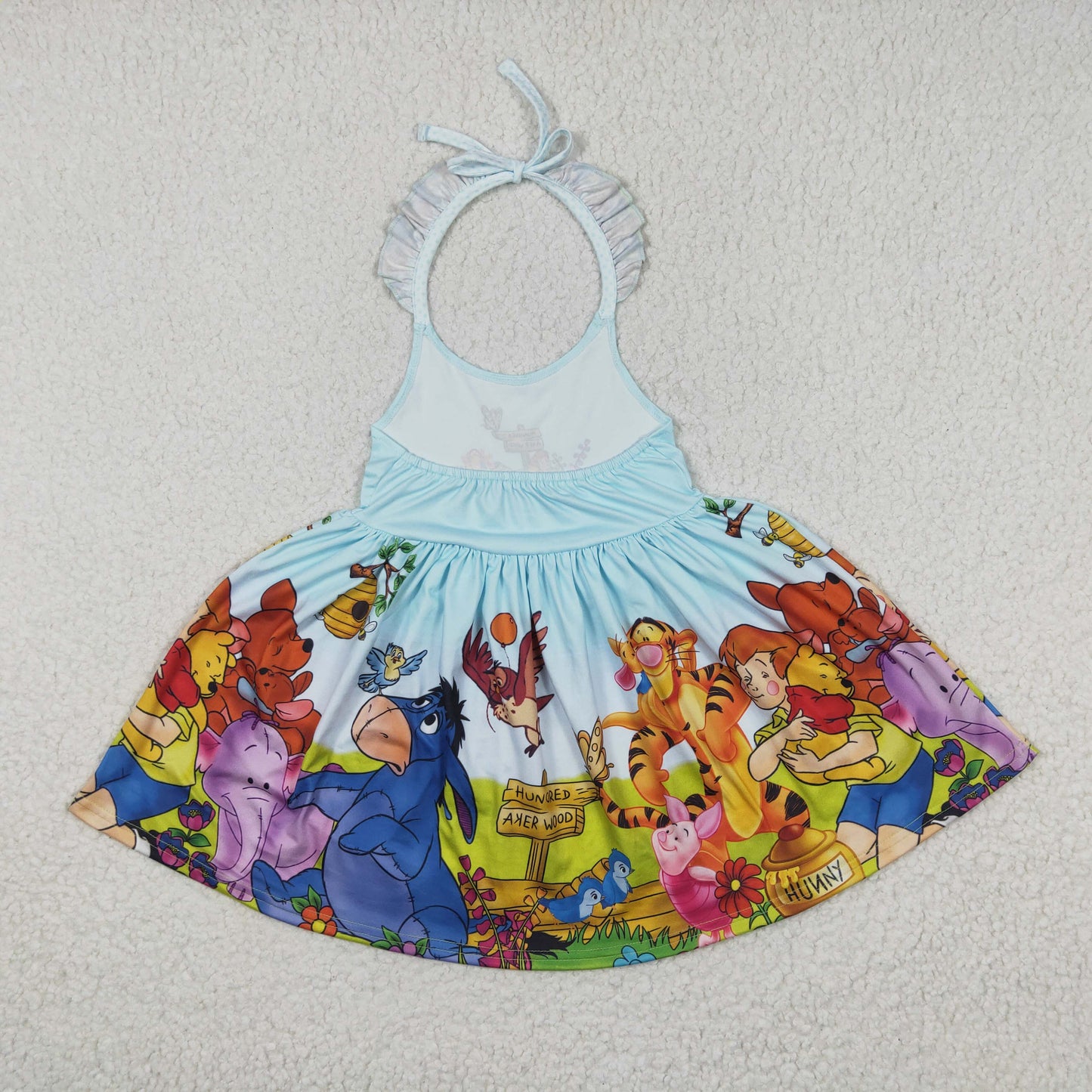 GSD0271 princess cartoon blue belt puffy sleeveless girl dress 20230509 RTS
