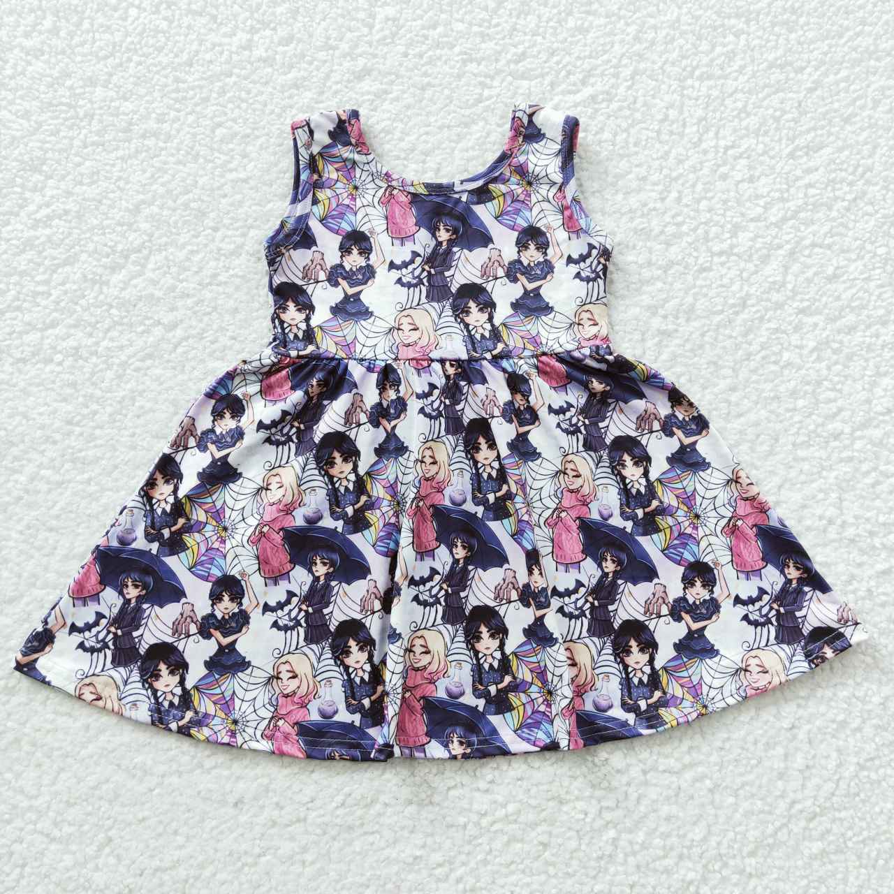 promotion RTS GSD0335 wednesday girl short sleeve summer girl dress 20230427