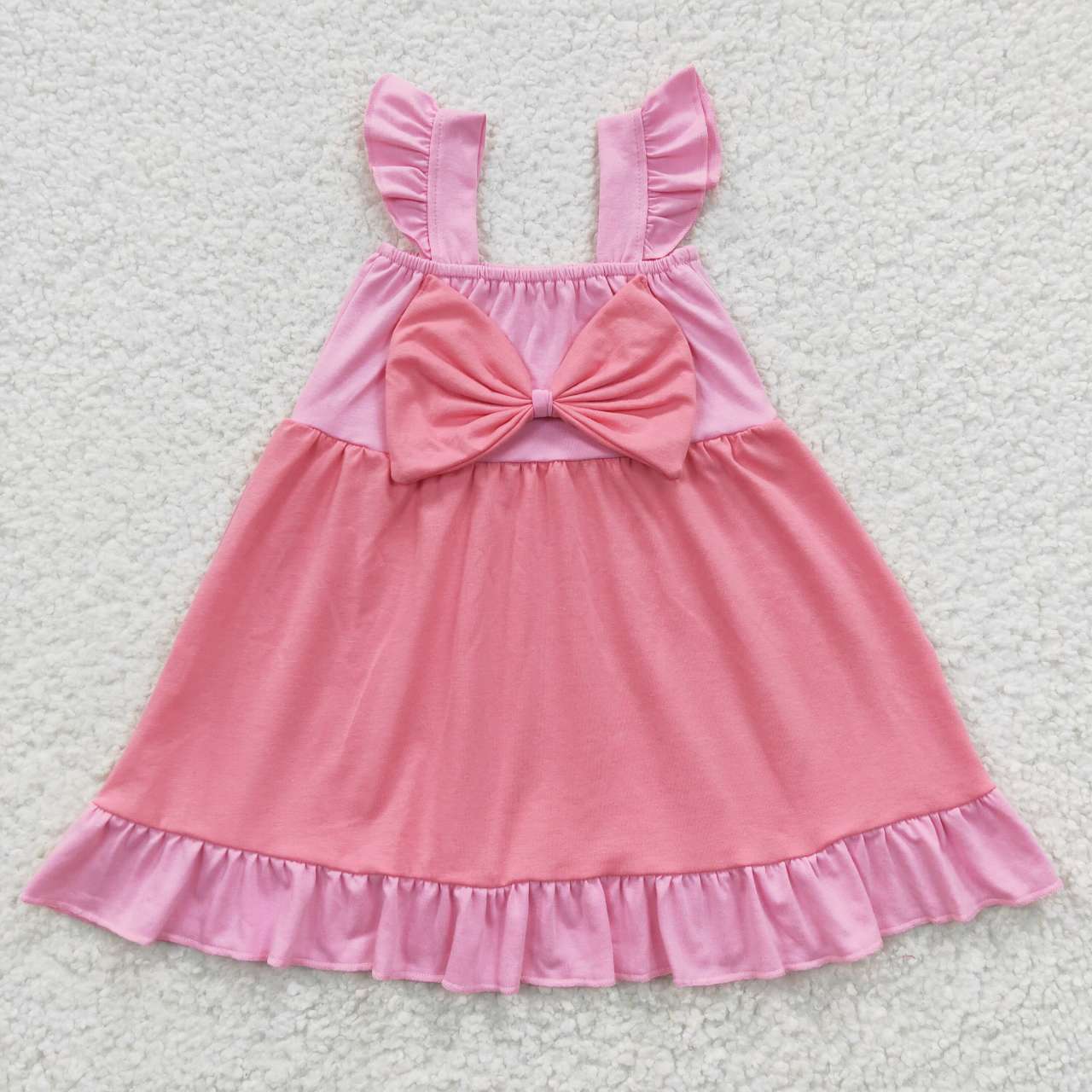 GSD0340 tulle puffy cotton short sleeve princess pink bow girl dress 20230503 RTS