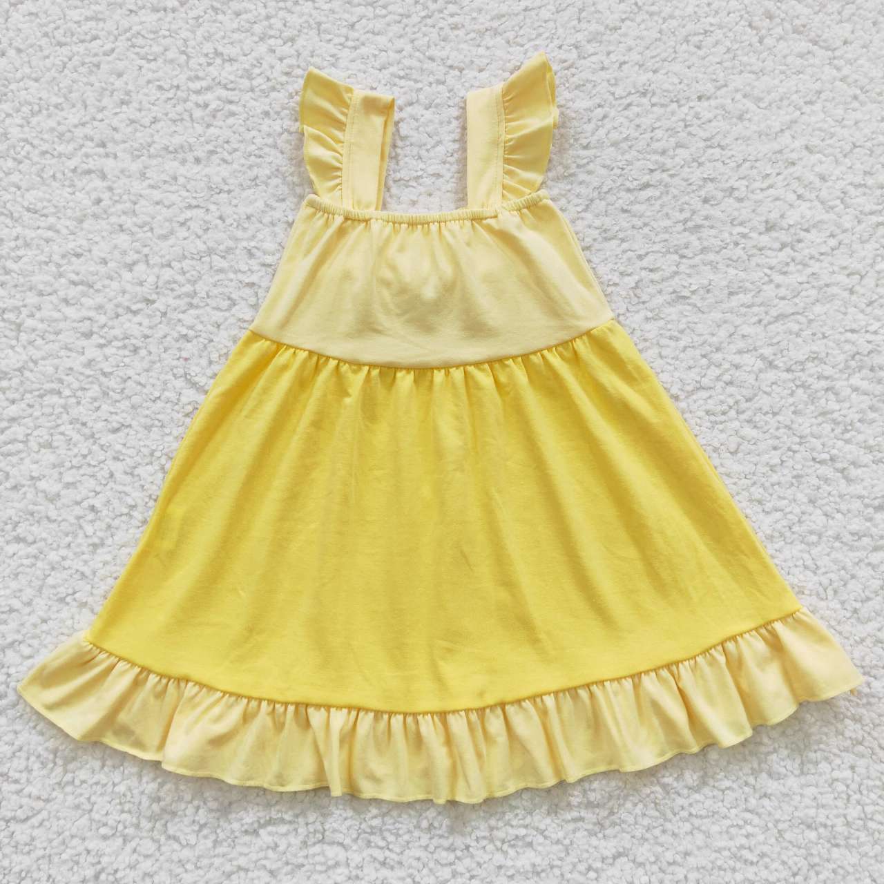 GSD0342 tulle puffy cotton short sleeve princess yellow bow girl dress 20230502 RTS