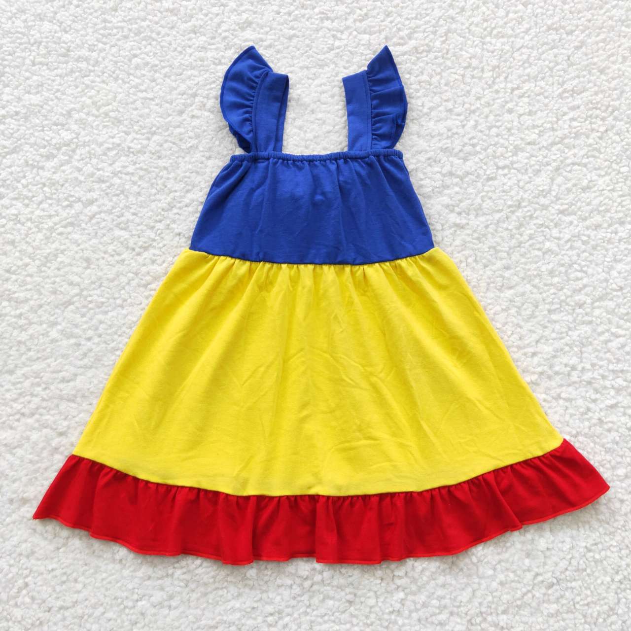 GSD0343 tulle puffy cotton short sleeve princess yellow bow girl dress 20230502 RTS